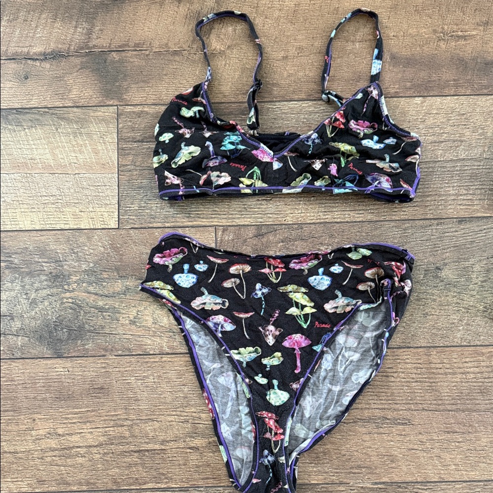 Colorful Mushroom Print Bikini Set